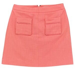 LOFT Skirt Coral Pink Pockets Textured Mini Skirt Women's Size 4
